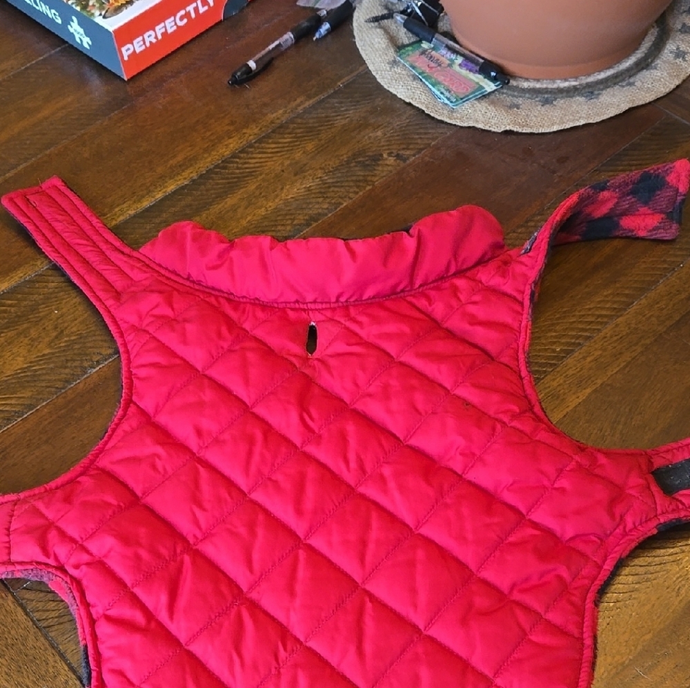 Red Quilted Dog Vest with Shoulder Straps